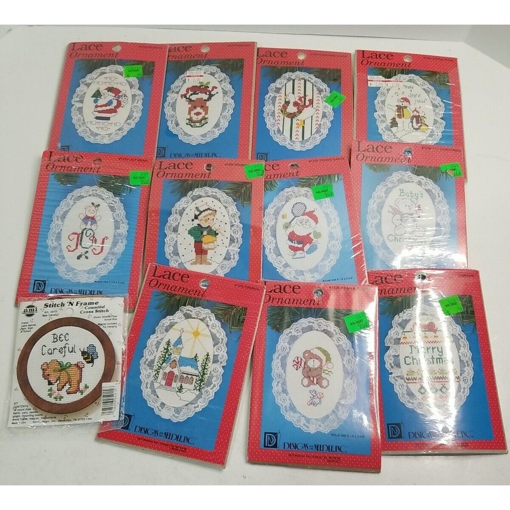 Designs for the Needle Lace Ornament Cross Stitch Christmas Lot Of 12